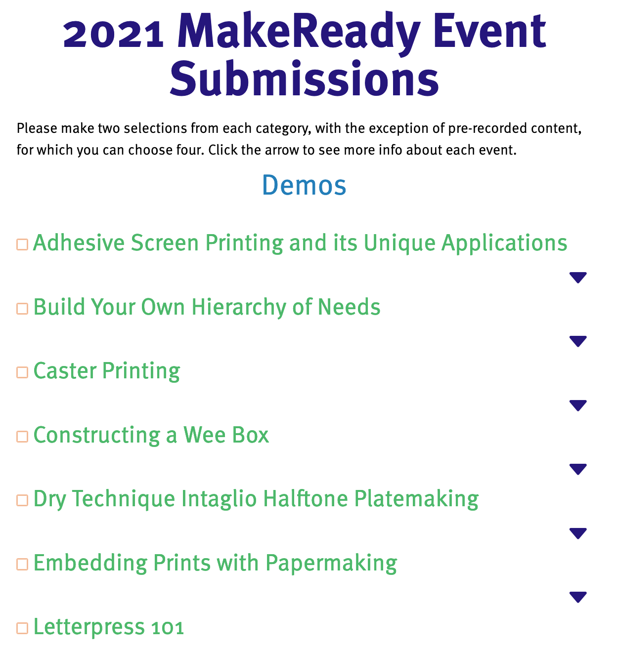 MakeReady Event Submissions