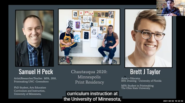 Screen shot of online panel. Show a speaker and a powerpoint introducing another speaker from the University of Minnesota.